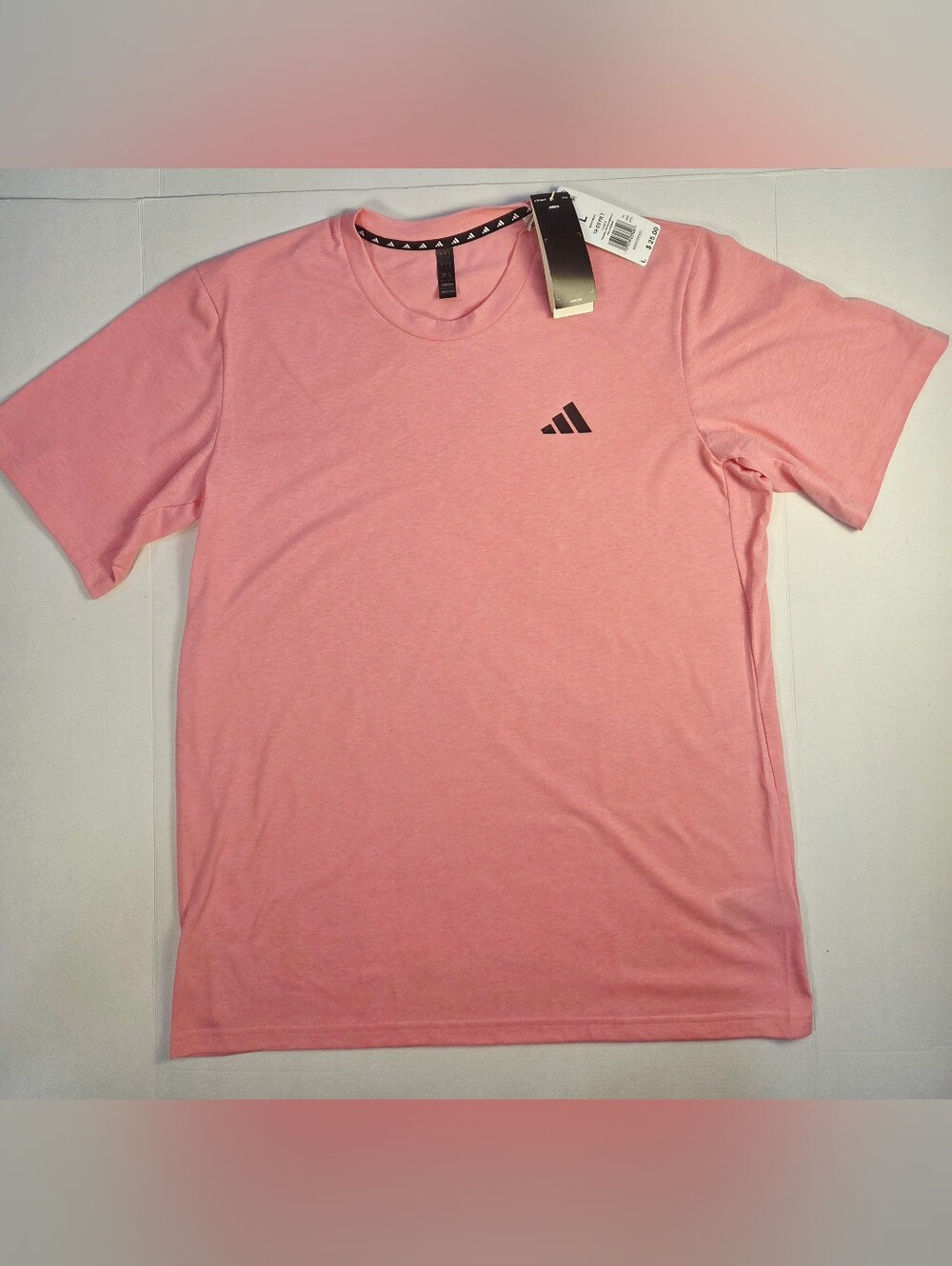adidas Men’s Pink Short Sleeve Performance Tee with Black Logo